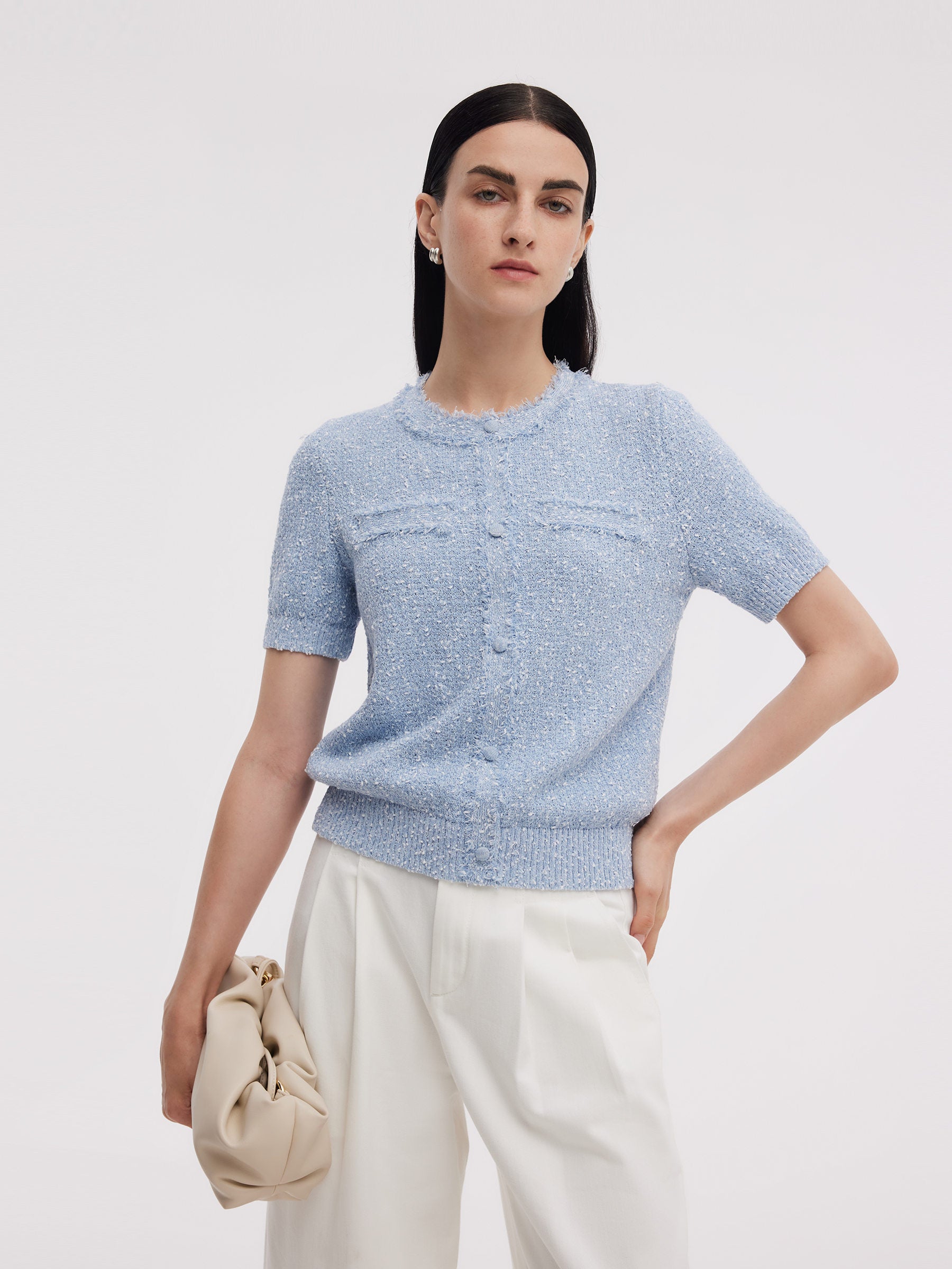 Frayed Edge Women Knit Top GOELIA