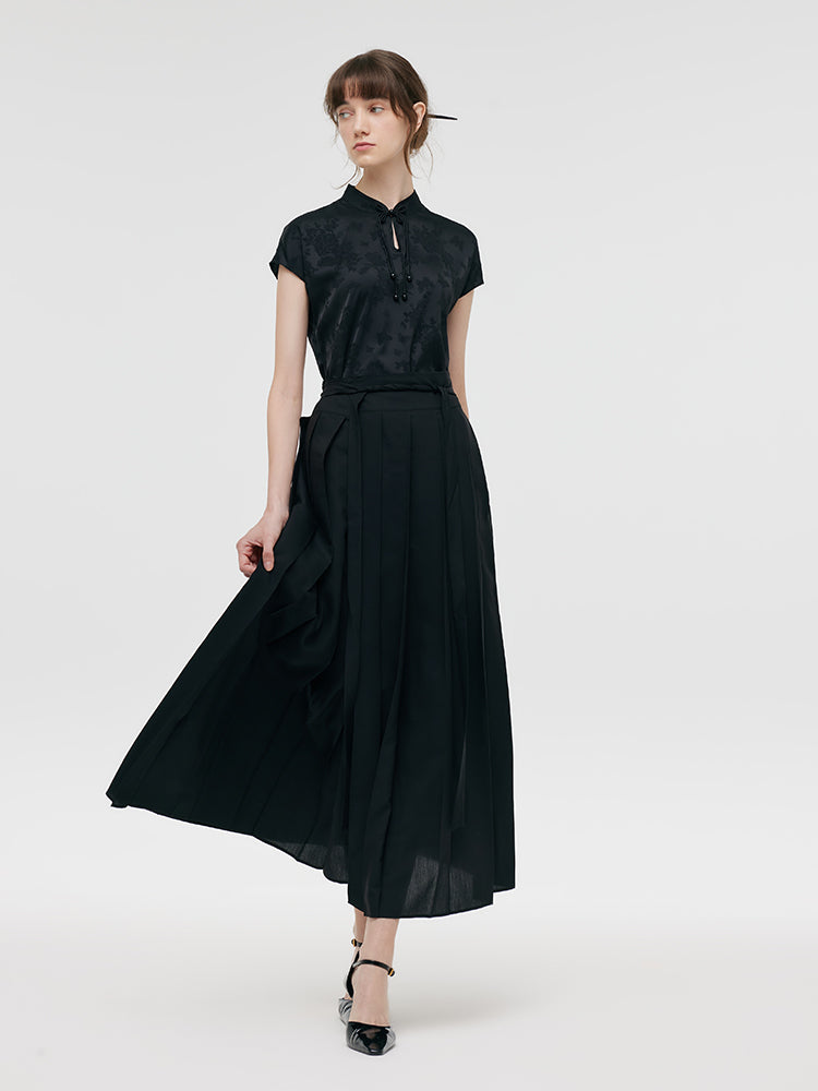 New Chinese-Style Qipao Maxi Dress With Mamianqun And Bottomed Skirt Three-Piece Set GOELIA