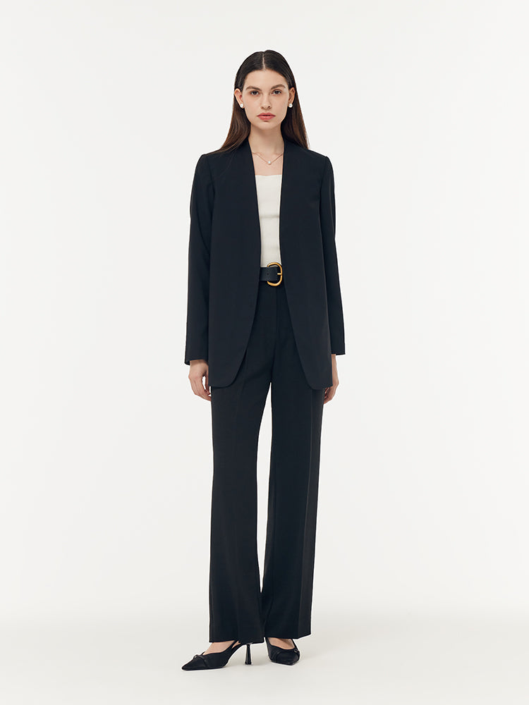 Machine Washable Wool Collarless Unisex Blazer GOELIA