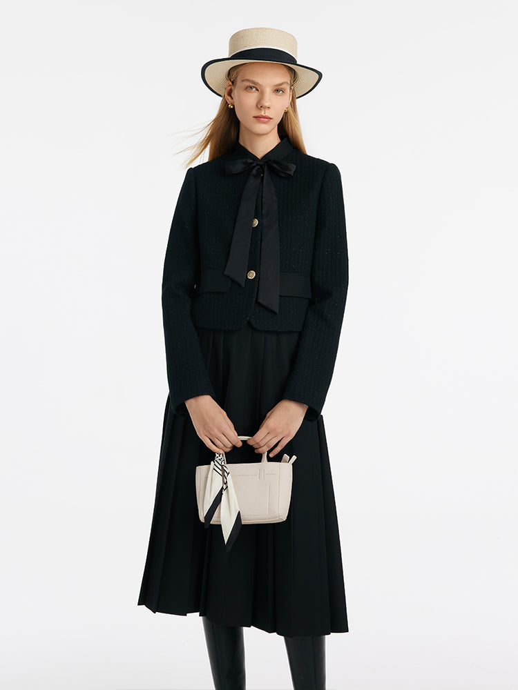 Crop Jacket With Flaps And Half Skirt Two-Piece Suit GOELIA