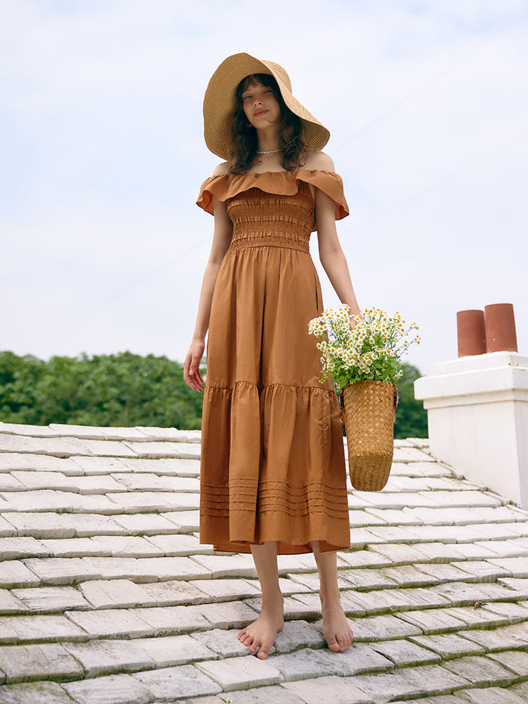 Ruffle Off Shoulder Women Maxi Dress GOELIA