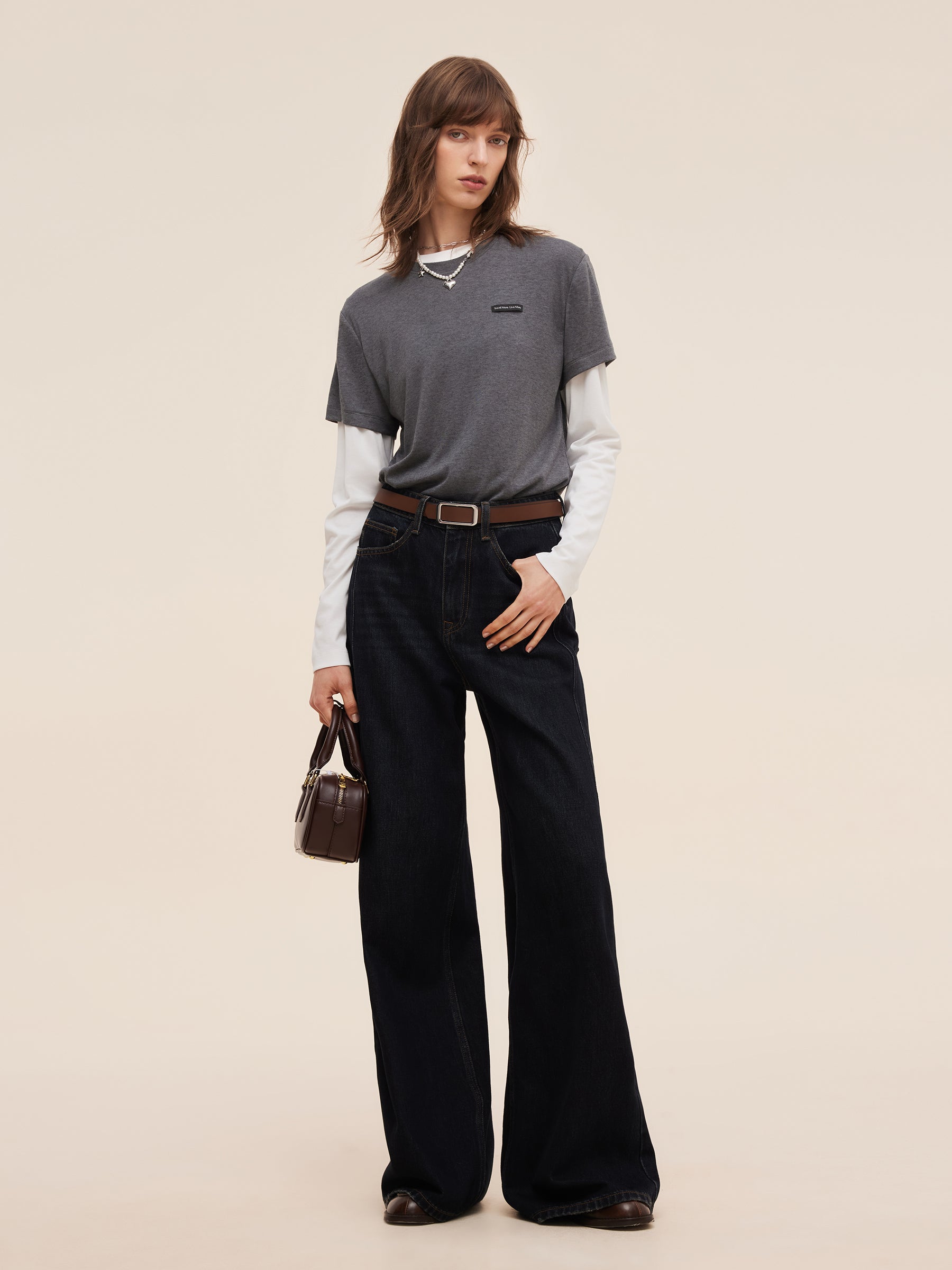 Denim Adjustable Waist Women Wide Leg Jeans GOELIA