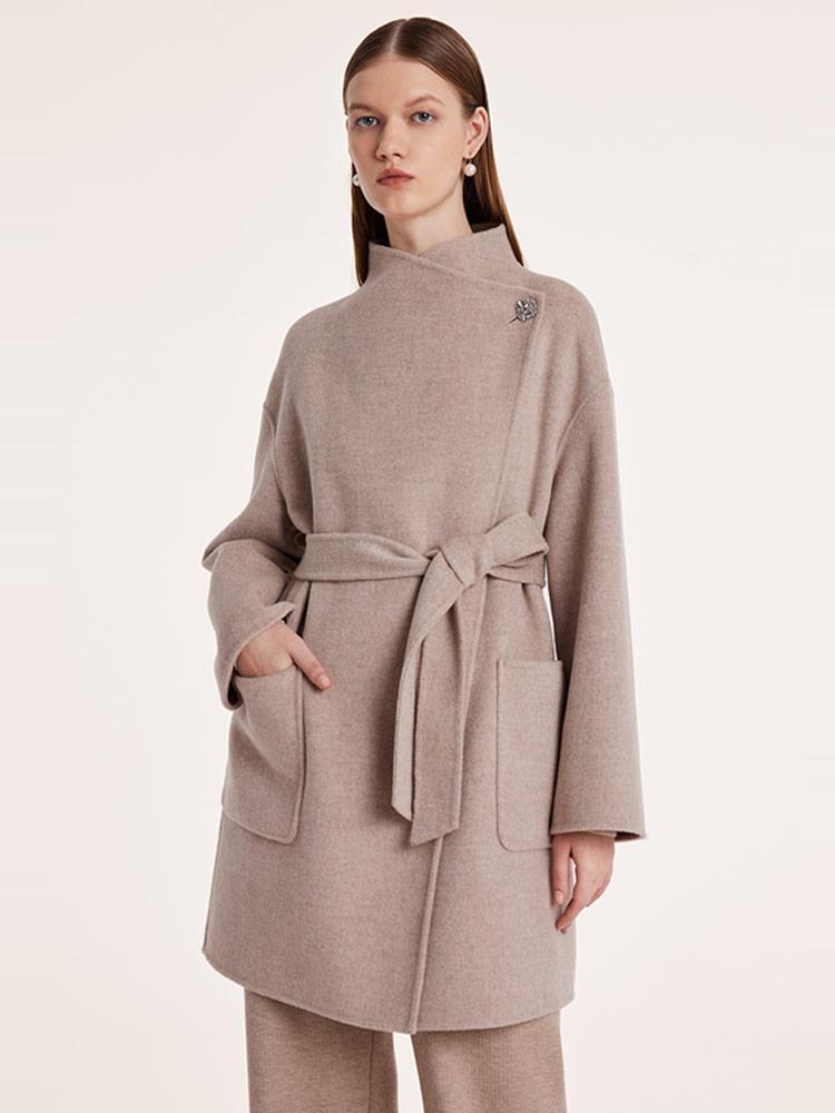 Mid-Length Wool And Cashmere Coat With Belt GOELIA