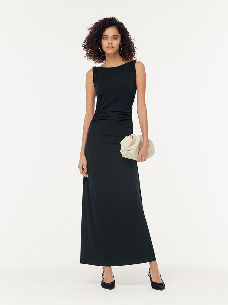 Modal Gathered Waist Women Vest Maxi Dress GOELIA