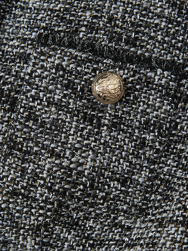 Round Neck Tweed Dress With Belt GOELIA