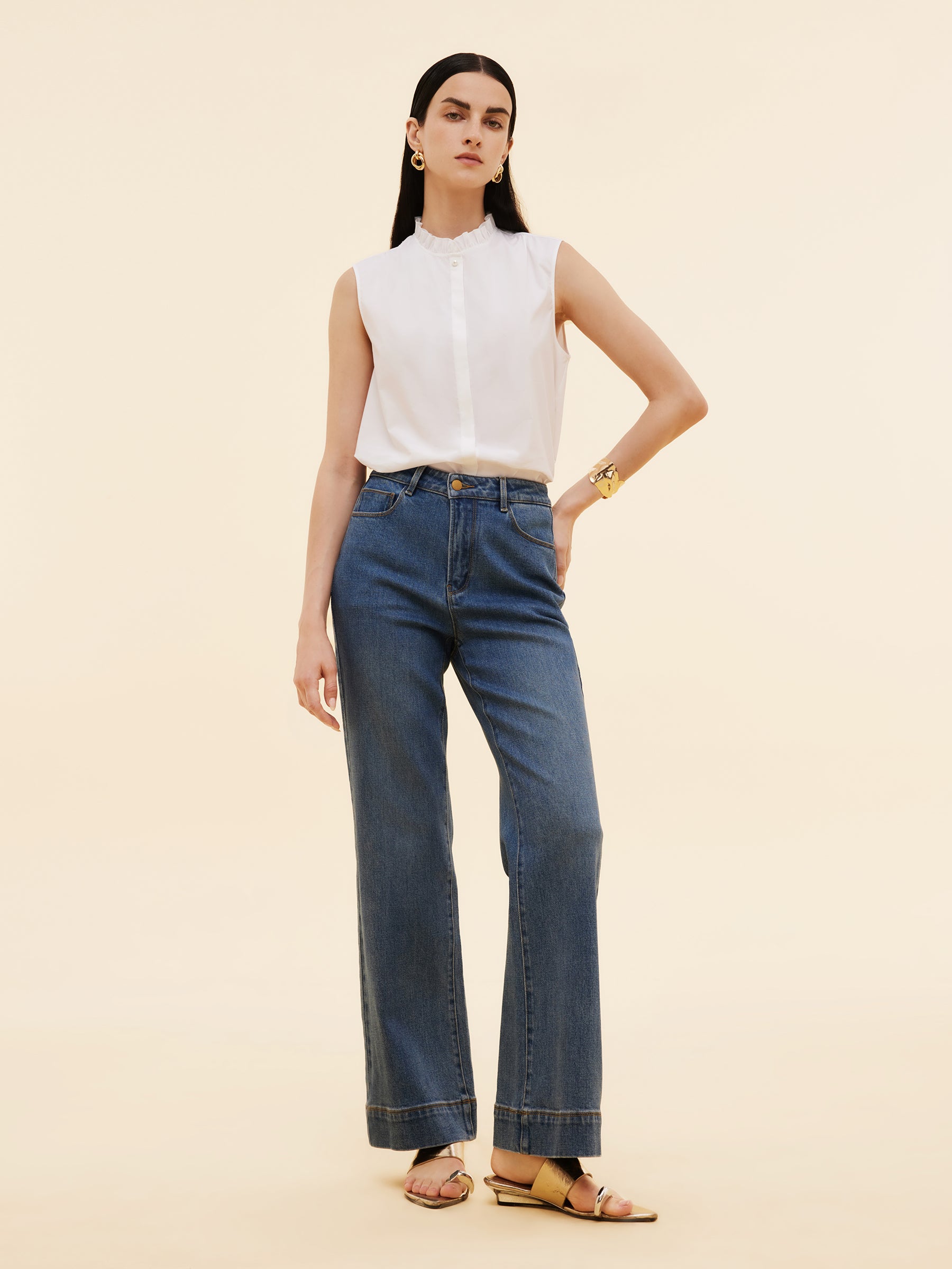 Cotton Denim Stretch Women High Waisted Jeans GOELIA