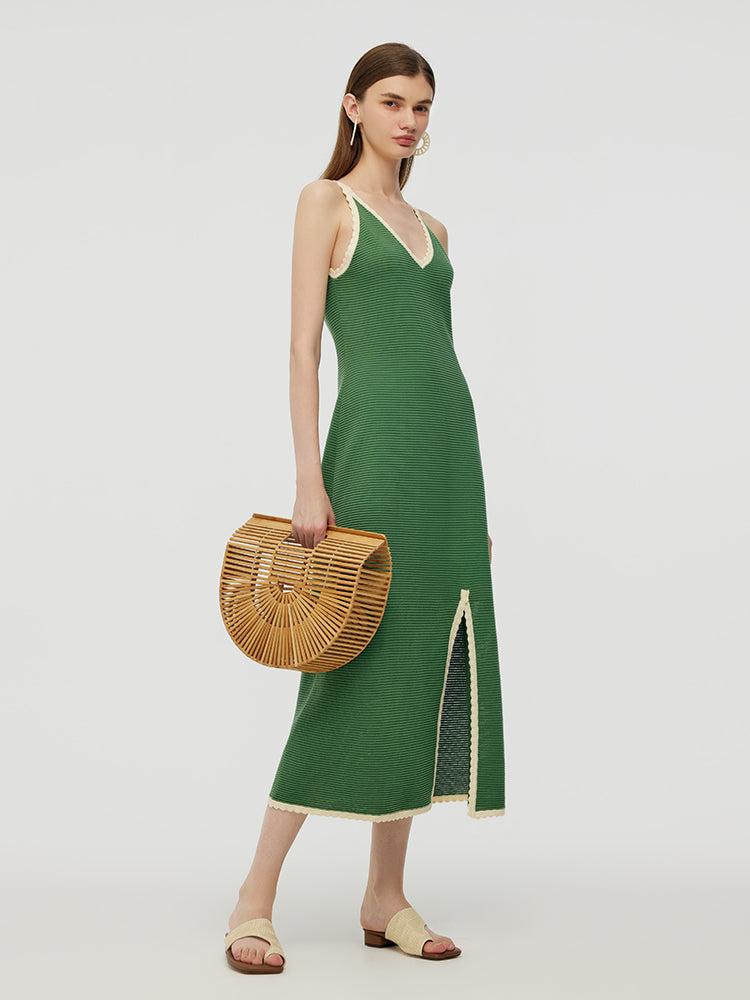 100% Cotton Slit Women Strap Maxi Dress – GOELIA