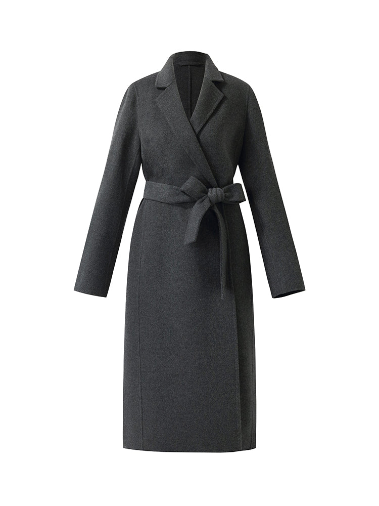 100% Wool Belted Women Overcoat GOELIA