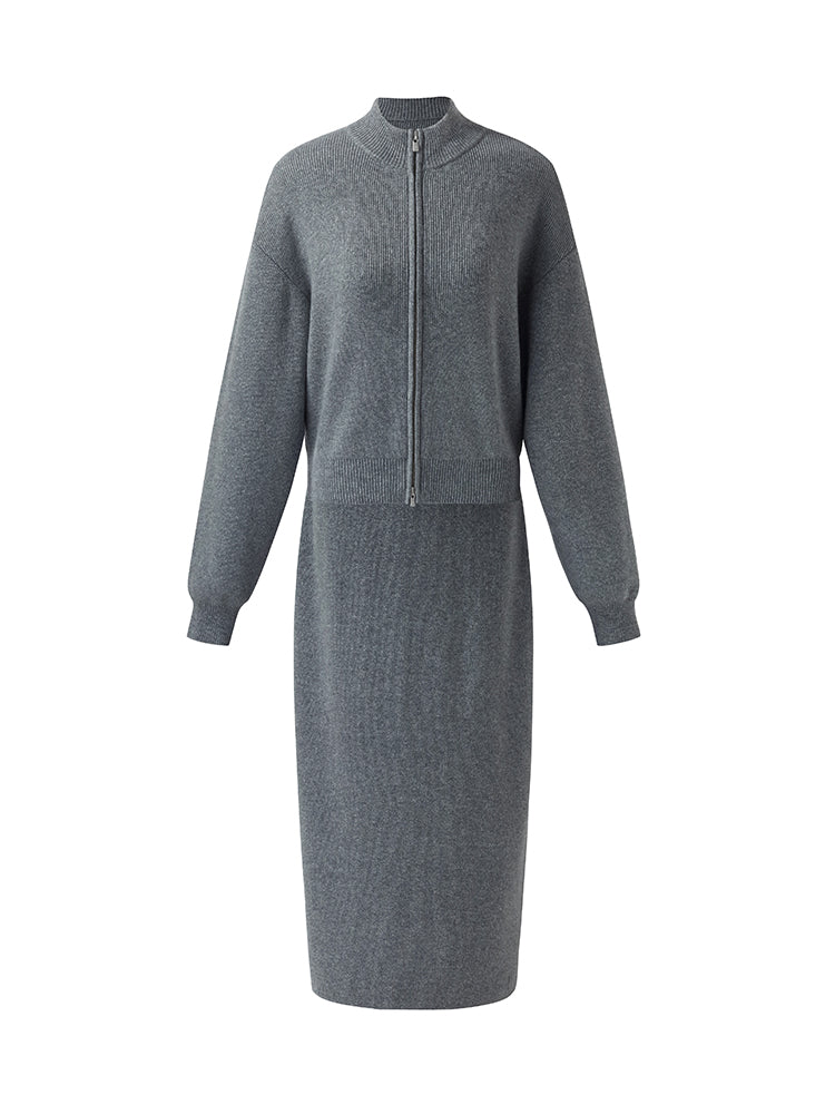 Cashmere Wool Blend Cardigan And Skirt Two-Piece Set GOELIA