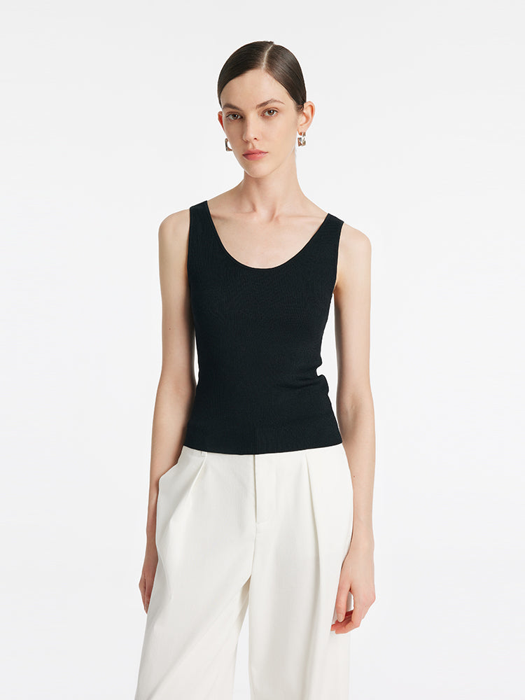 Acetate Round Neck Women Knitted Vest GOELIA