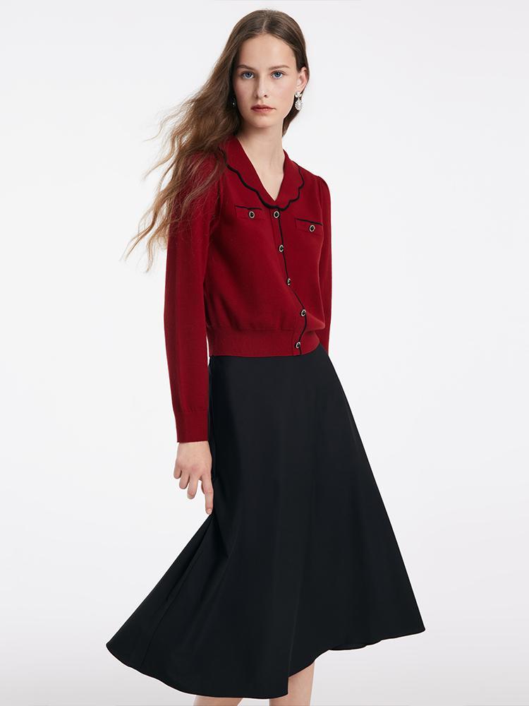 Tencel Wool V-Neck Sweater And Half Skirt Two-Piece Set GOELIA