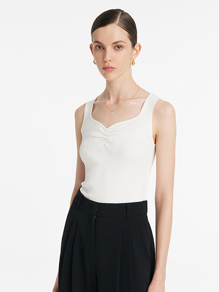 Acetate Knitted Ruched Women Vest GOELIA