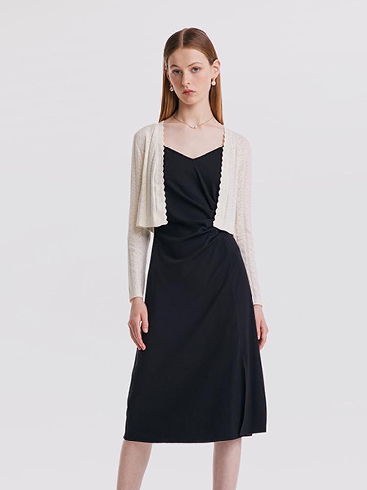 Cardigan And Slip Midi Work Dress Two-Piece Set GOELIA