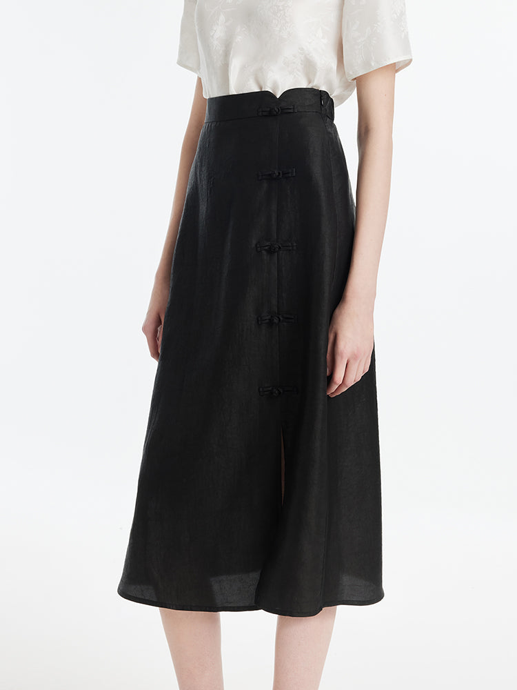 Xiang Yun Silk New-Chinese Style Slit Women Skirt GOELIA