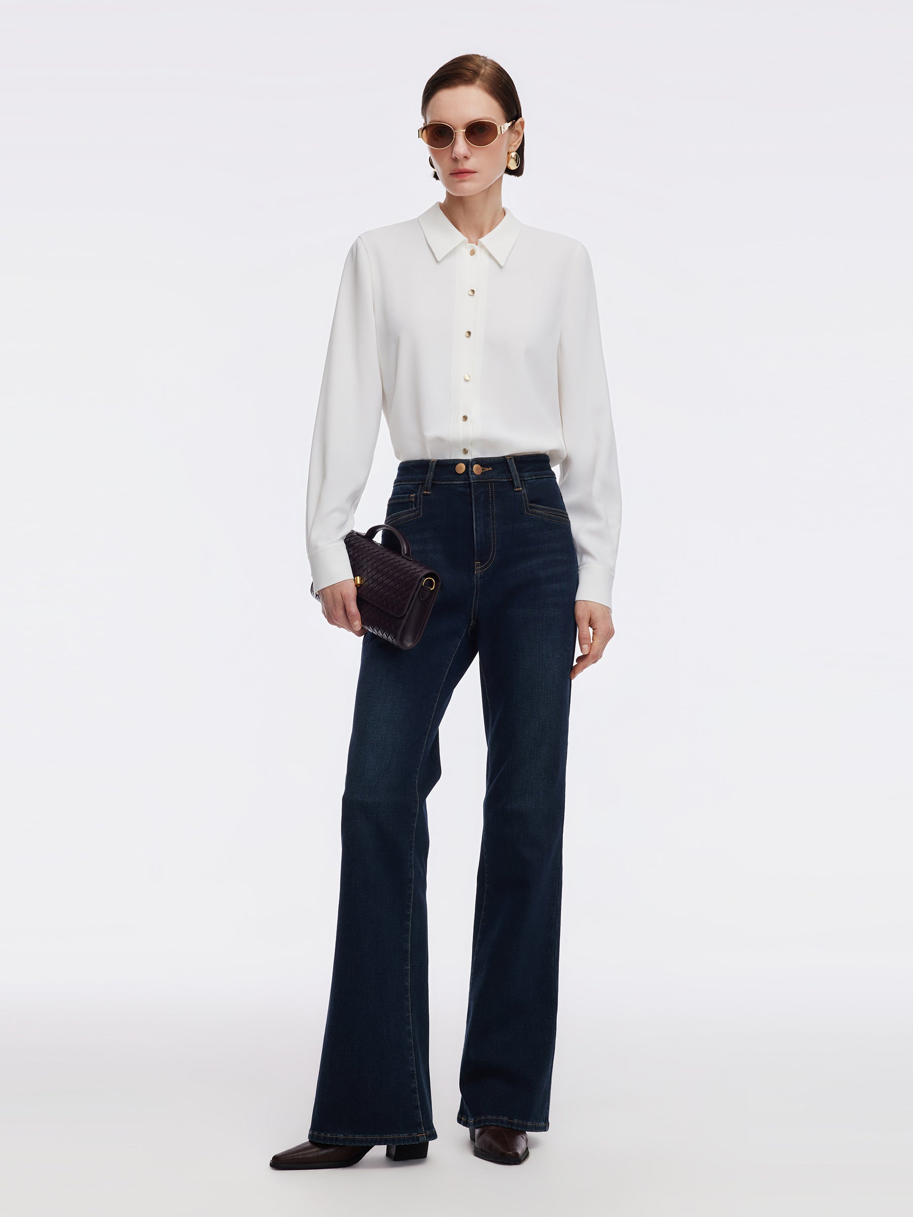 H-Line Metal Button Women Shirt GOELIA