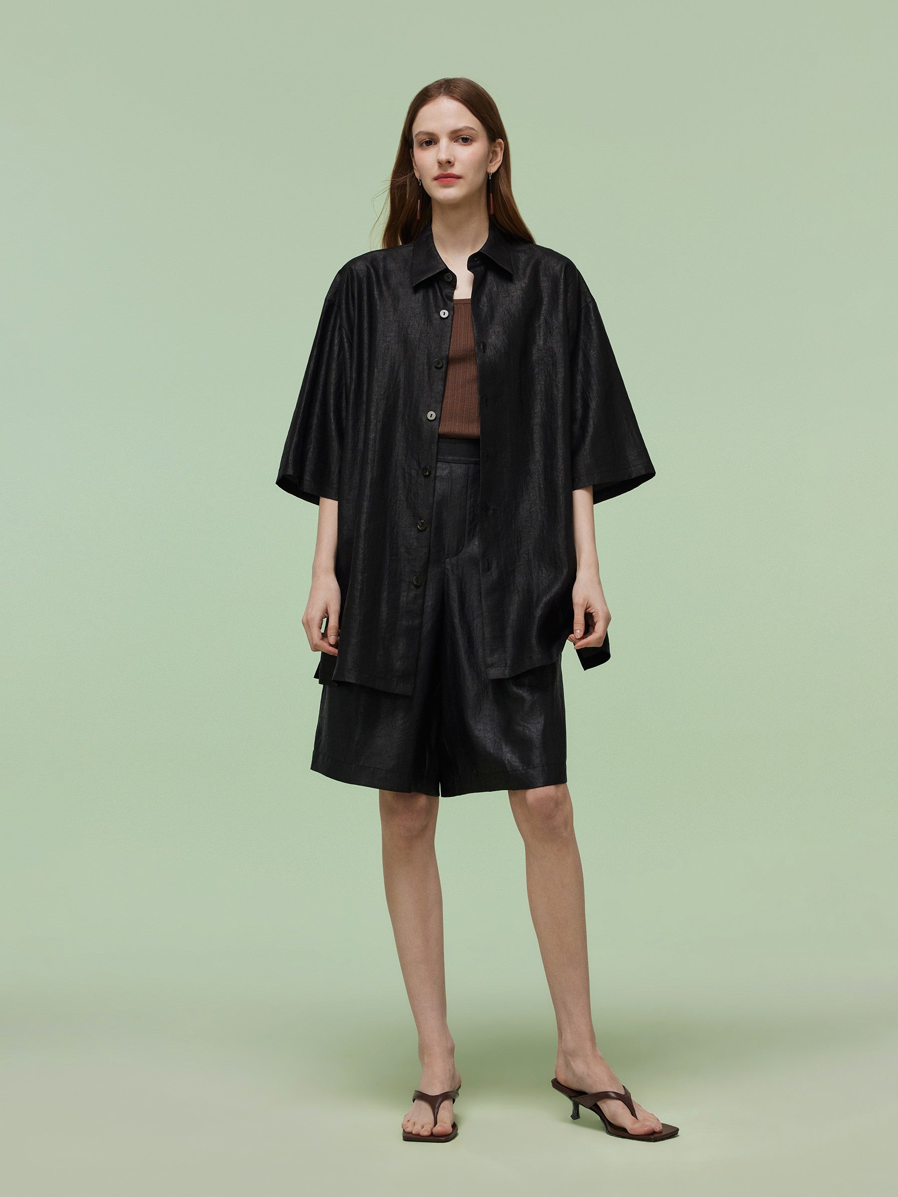 16MM Xiang Yun Silk Unisex 3/4 Sleeves Oversized Shirt GOELIA