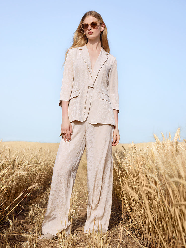 16 Momme Mulberry Silk Jacquard Women Blazer GOELIA