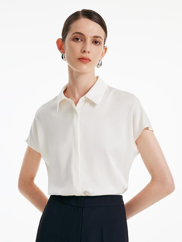 22 Momme Silk Short Sleeve Women Shirt GOELIA