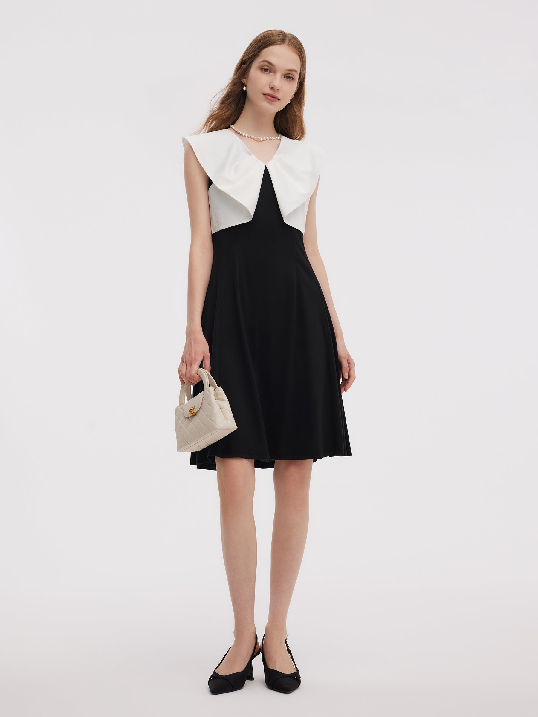 Color Block V-Neck Women Knit Mini Dress GOELIA
