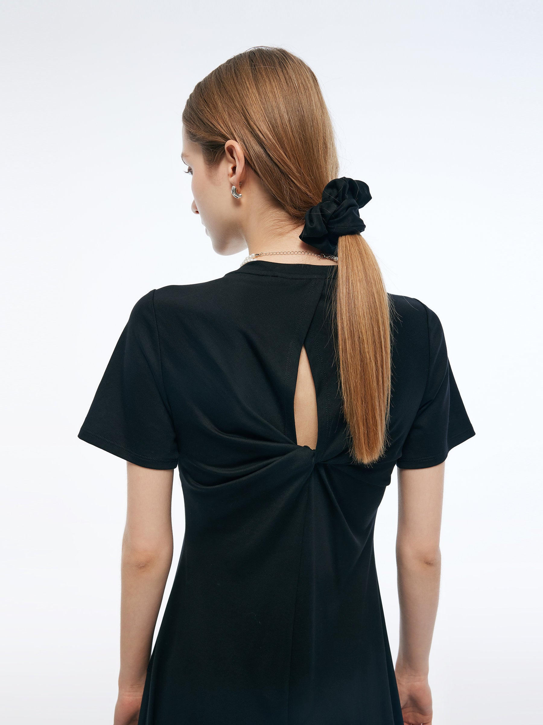 Back Twist Women Maxi T-Shirt Dress GOELIA