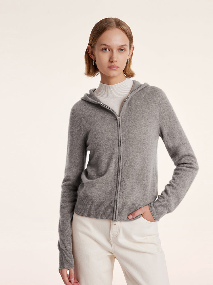 Womens zip up cashmere hoodie hotsell