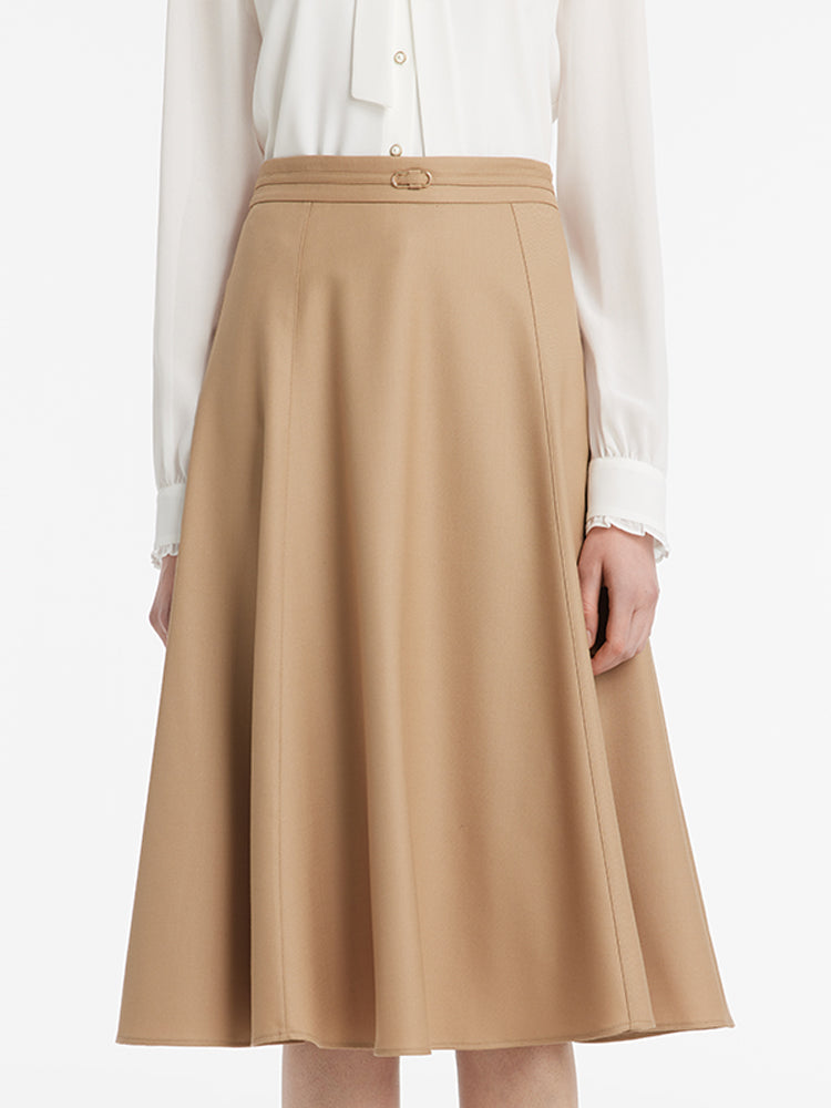 Worsted Wool A-Line Half Skirt GOELIA