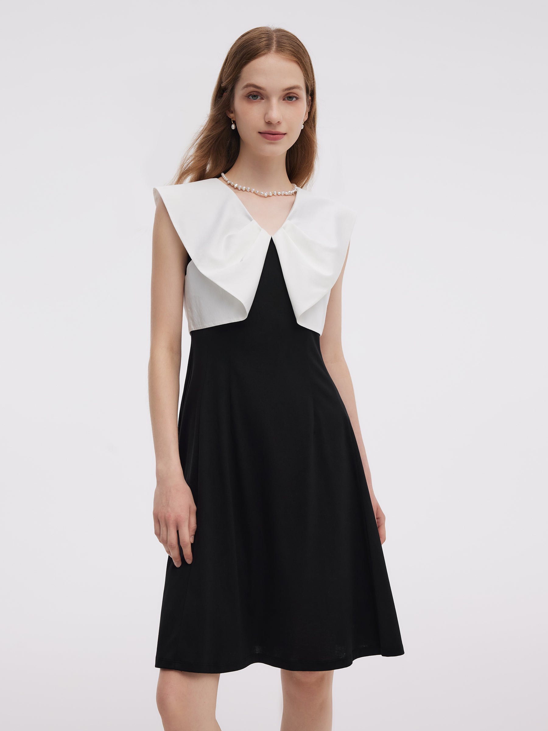 Color Block V-Neck Women Knit Mini Dress GOELIA