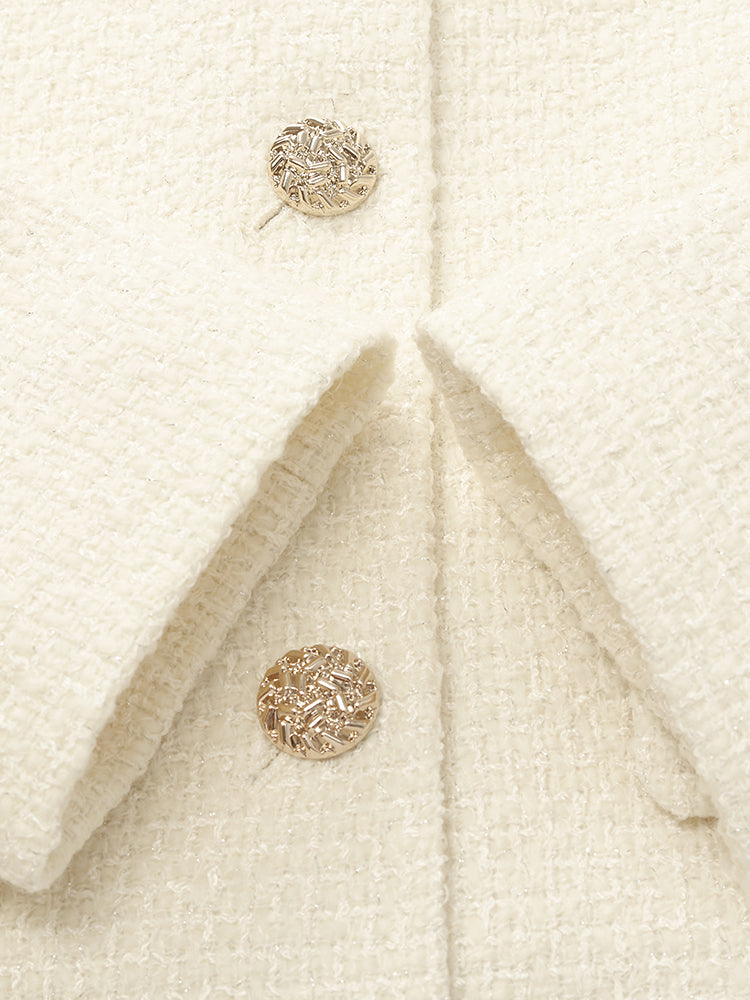 Wool Blend Stand Collar Single-Breasted Women Jacket GOELIA