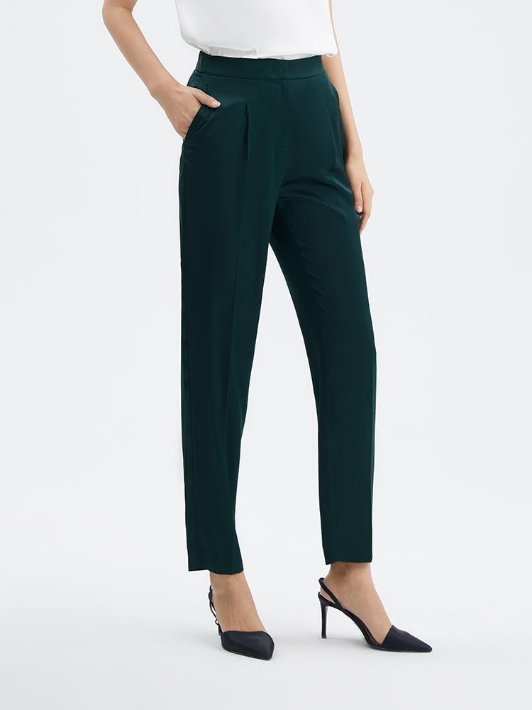 Dark Green Triacetate Tapered Pants GOELIA