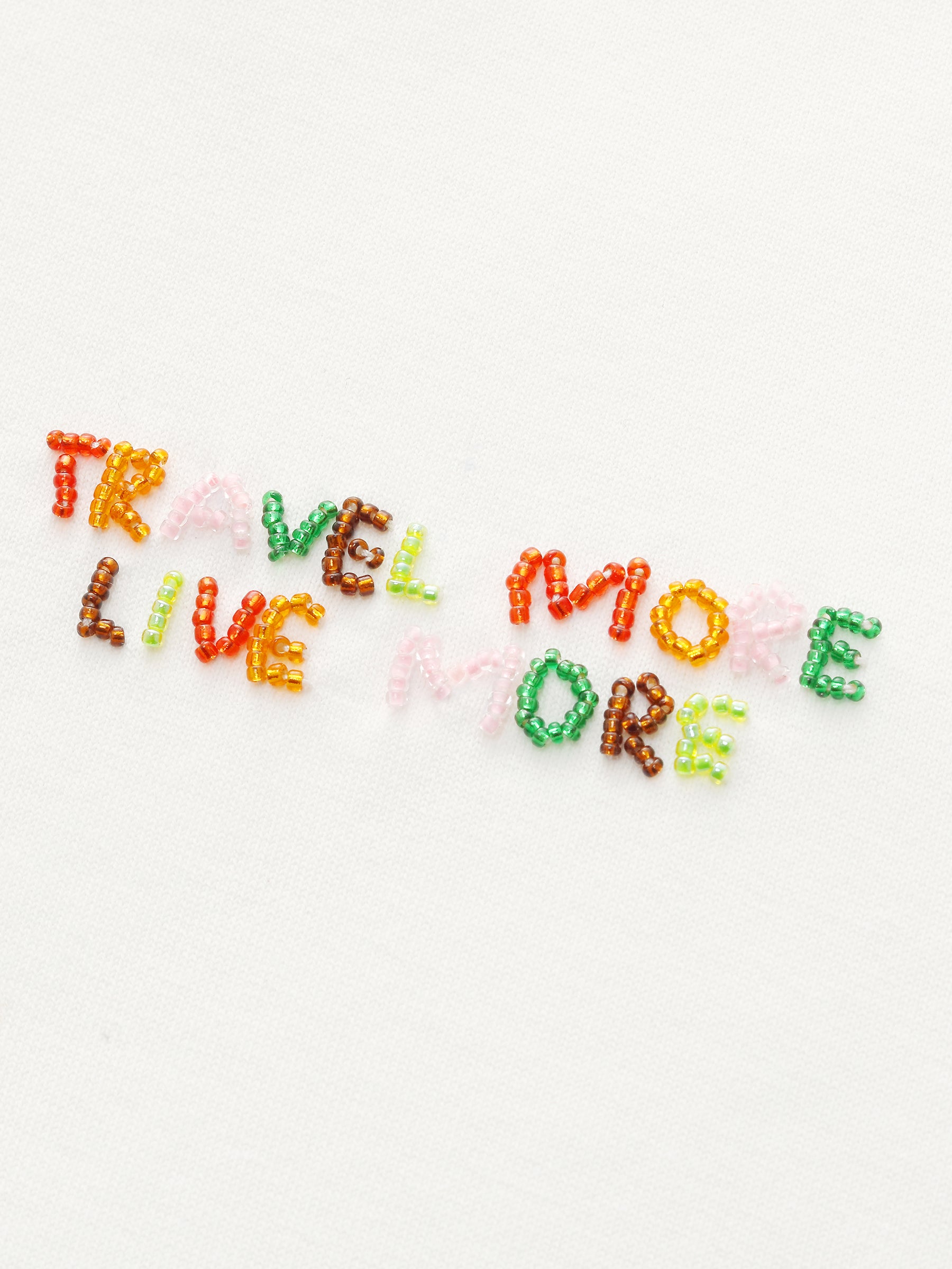 Colorful Bead Letter Women Round Neck Knit T-Shirt GOELIA