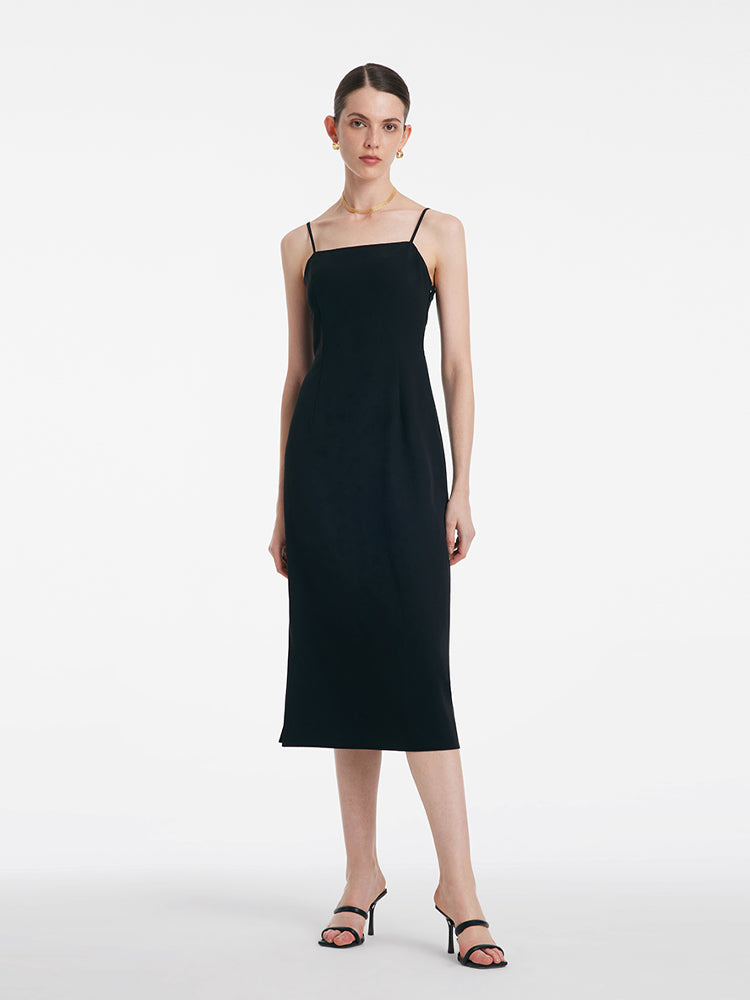 Back Twisted Spaghetti Strap Dress With Detachable Bra Pads GOELIA