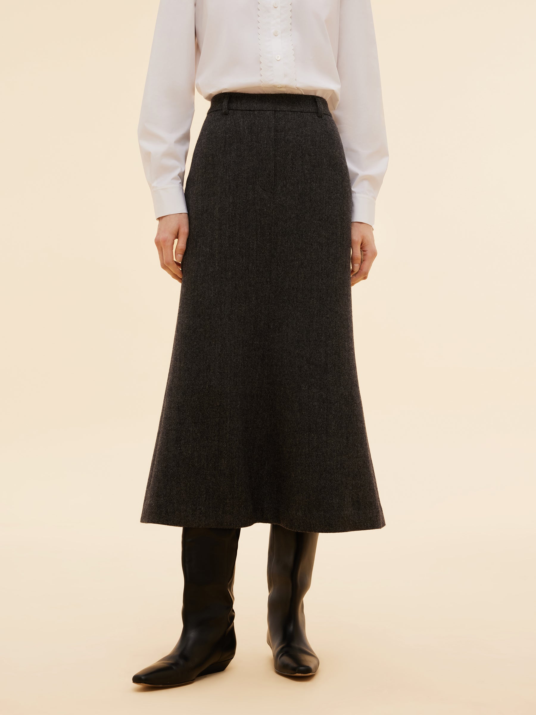 100% Washable Wool Back Slit Women Mermaid Skirt GOELIA