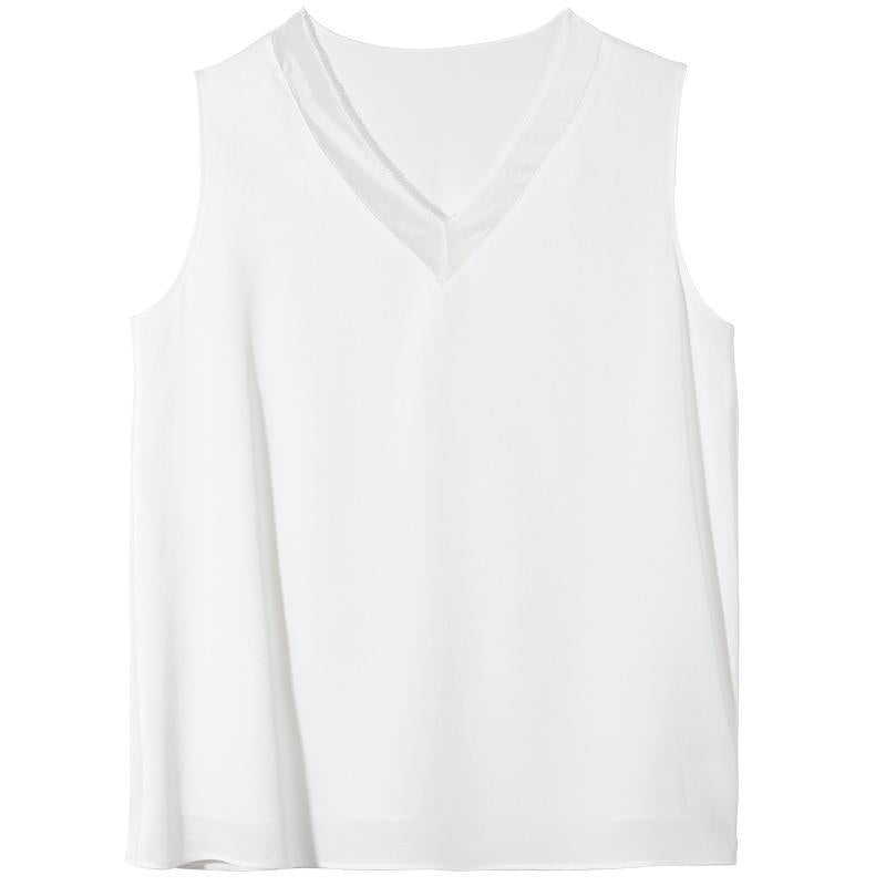 White Acetate V-Neck Tank Top GOELIA