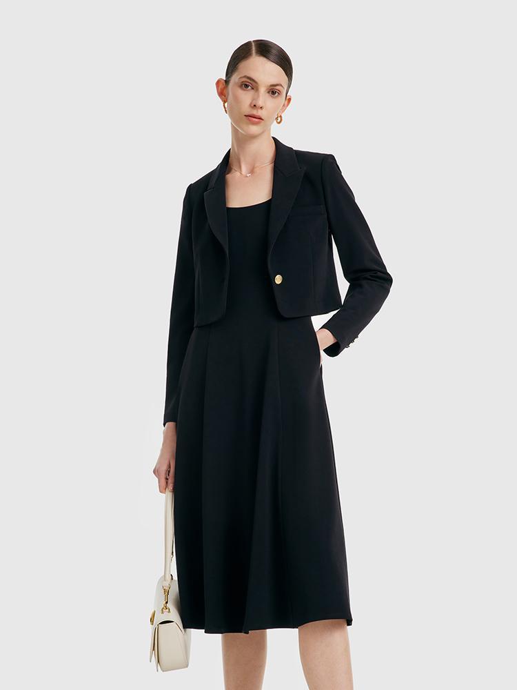 Acetate Camisole Dress With Tailored Blazer Two-Piece Suit