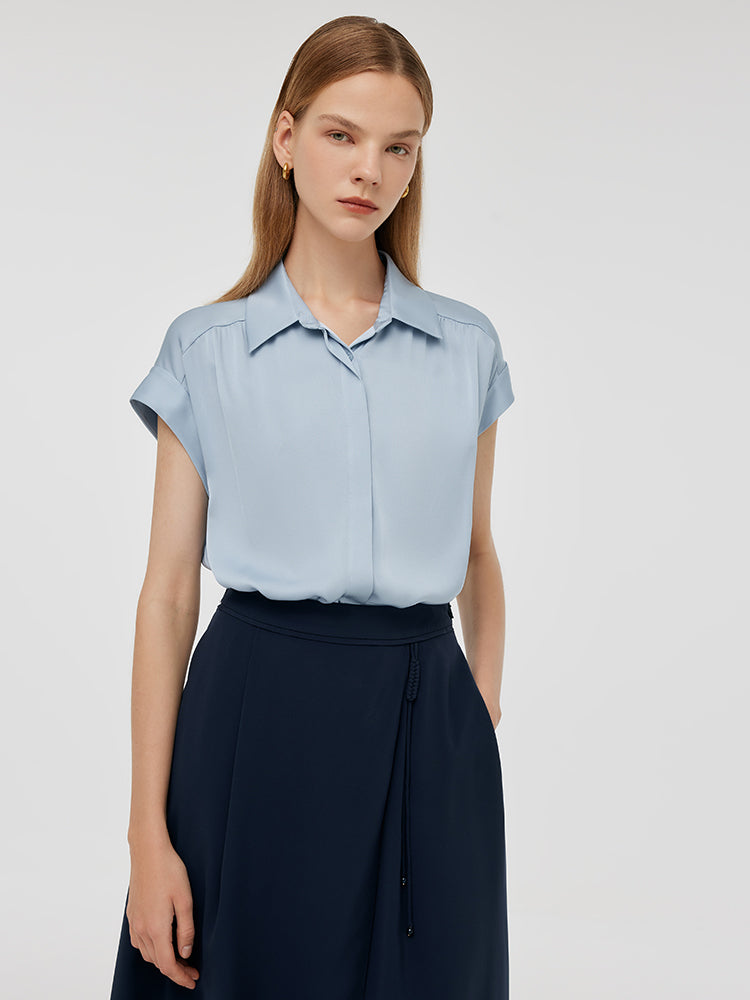22 Momme Mulberry Silk Lapel Women Shirt GOELIA