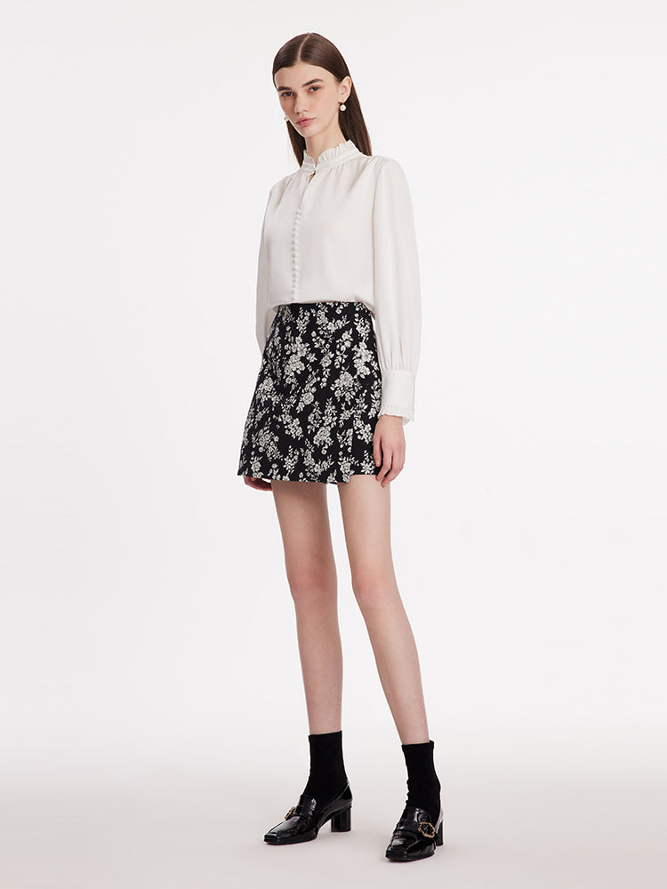 Camellia Jacquard A-Line Women Mini Skort GOELIA