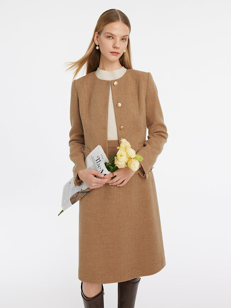 Washable Wool Vintage Jacket And Skirt Two-Piece Suit GOELIA