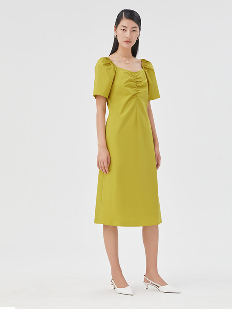 Cotton Gathered Pleated Dress GOELIA