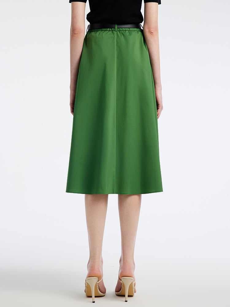 Green A-Line Mid-Calf Skirt GOELIA