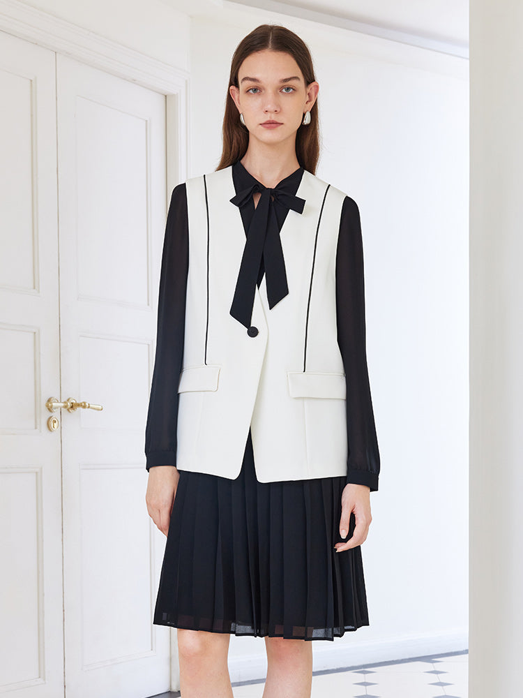 Black and white deals skirt and vest set