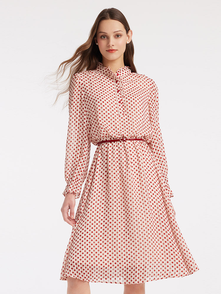 Chiffon Polka Dot Dress GOELIA