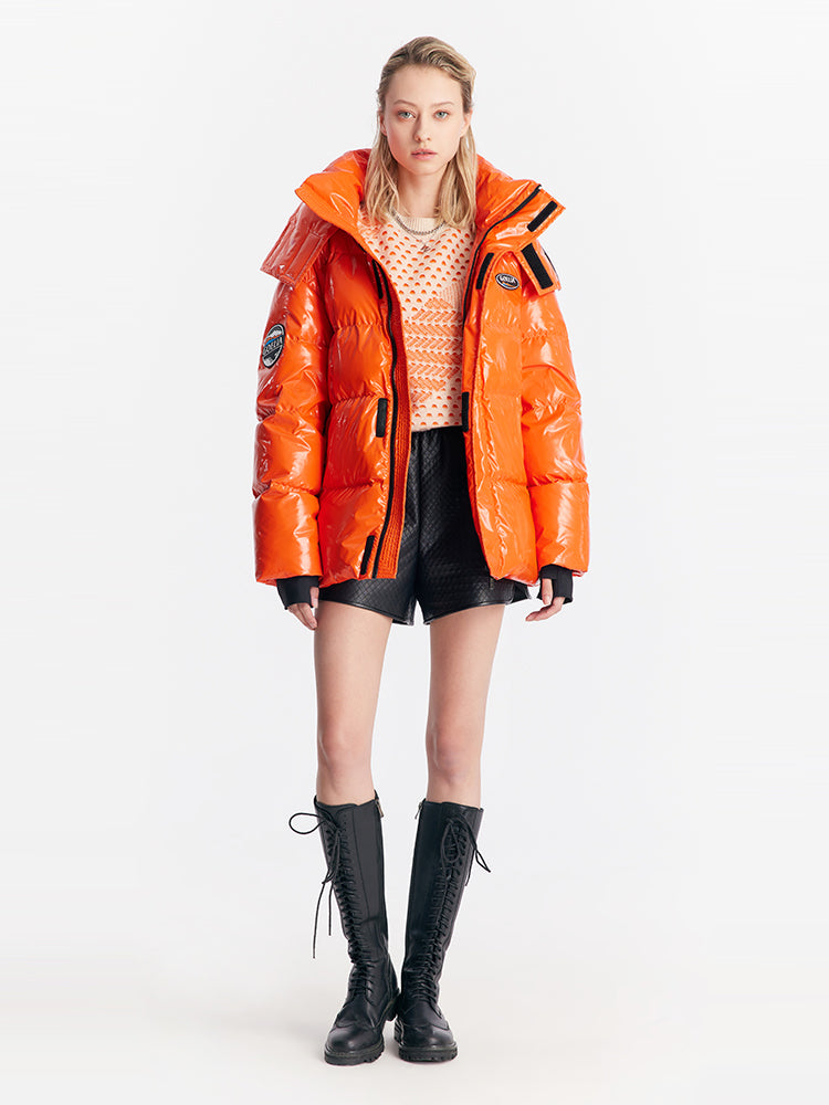 Orange Shiny Goose Down Garment GOELIA