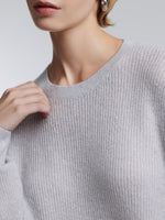 Wool Blend Shimmer Ribbed Women Crewneck Sweater GOELIA
