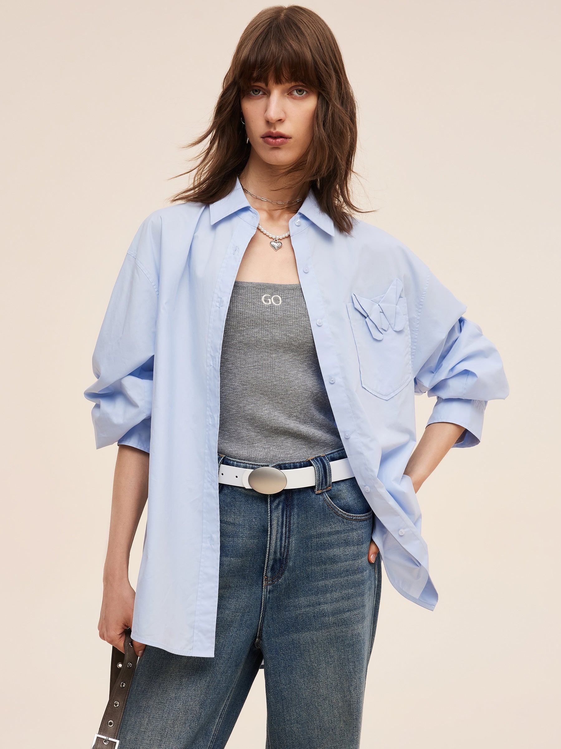100% Cotton 3D Butterfly Women Loose Fit Shirt GOELIA