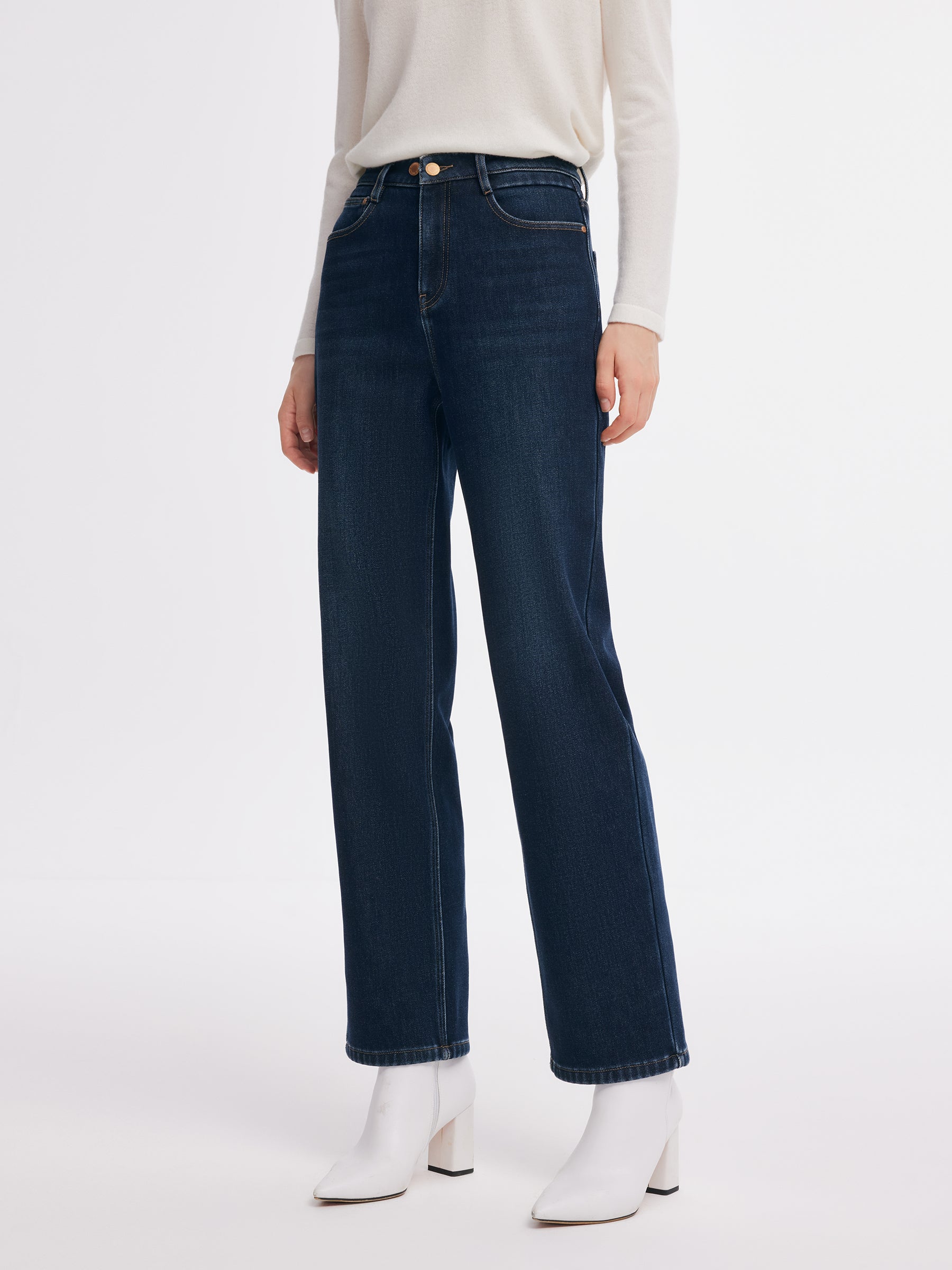 [Preview] Denim Fleece-Lined High-Waist Women Tapered Ankle Jeans GOELIA