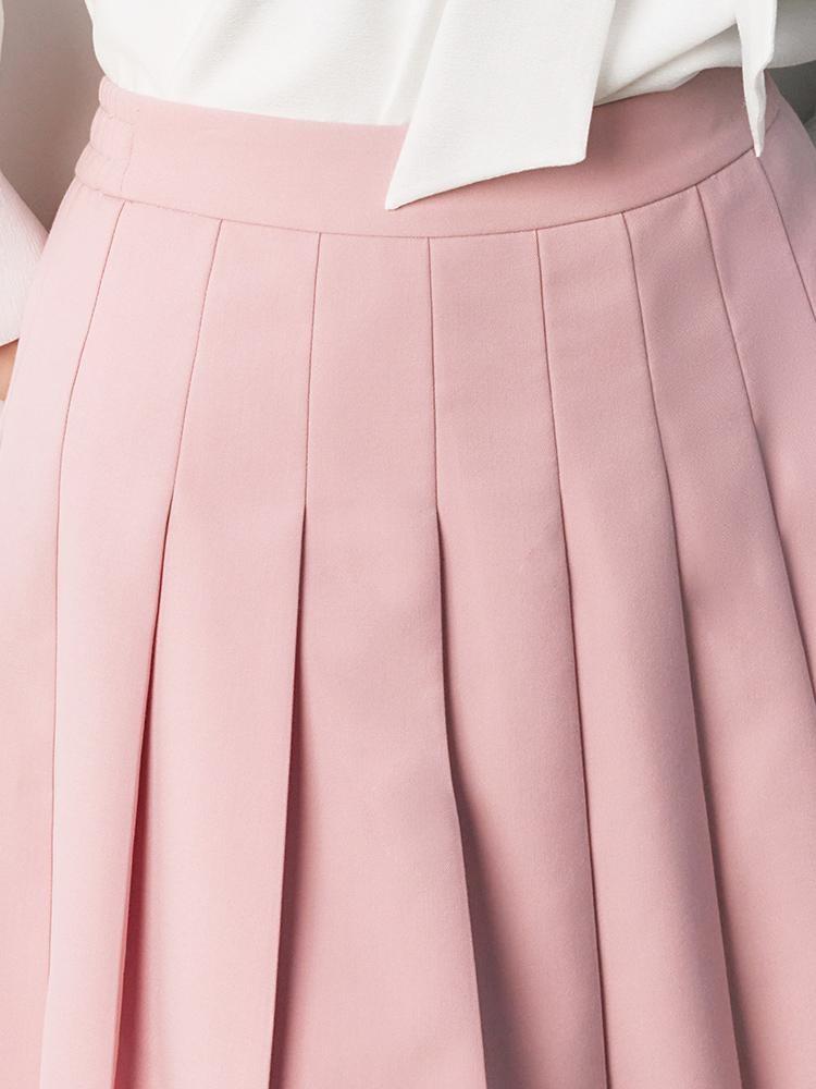 Pink Pleated Mini Skirt GOELIA