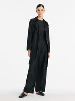 18 Momme Xiang Yun Silk Women Trench Coat With Belt GOELIA