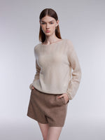[Preview] 100% Cashmere Pointelle Lantern Sleeve Women Sweater GOELIA