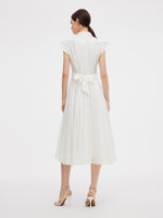 Tencel Blend Ruffle Cap Sleeve Women Maxi Dress GOELIA