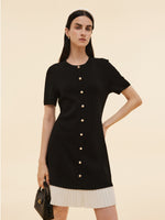 Tencel Blend Color Block Women Knit Mini Dress GOELIA